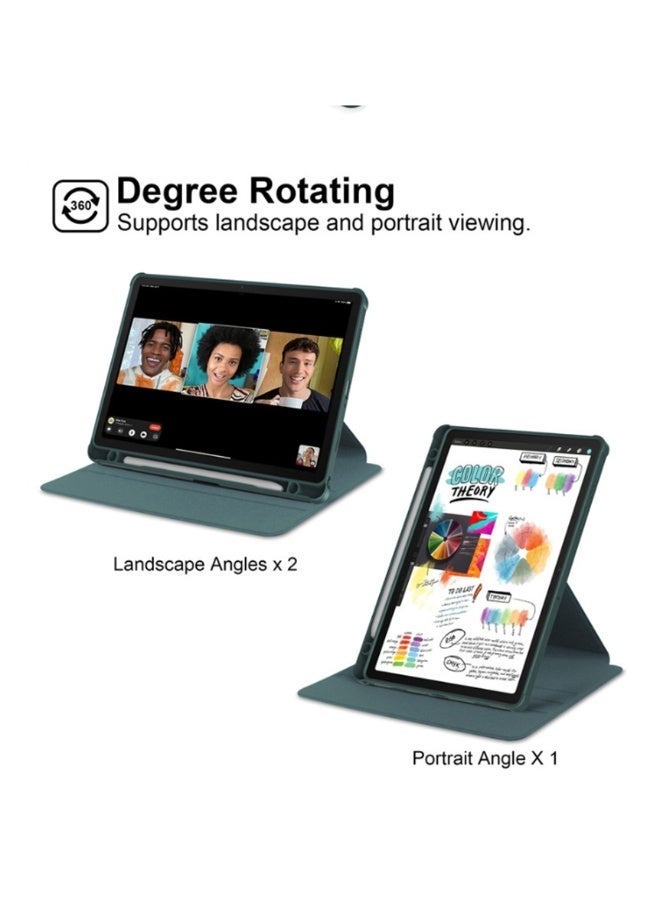 ل سامسونج غالاكسي تاب A9 زائد غطاء الحالة, حالة الحماية اللوحية , الاكريليك 360 ° تصميم الدوار, تلقائي الاستيقاظ / النوم, جلد ناعم,أخضر - Image 2